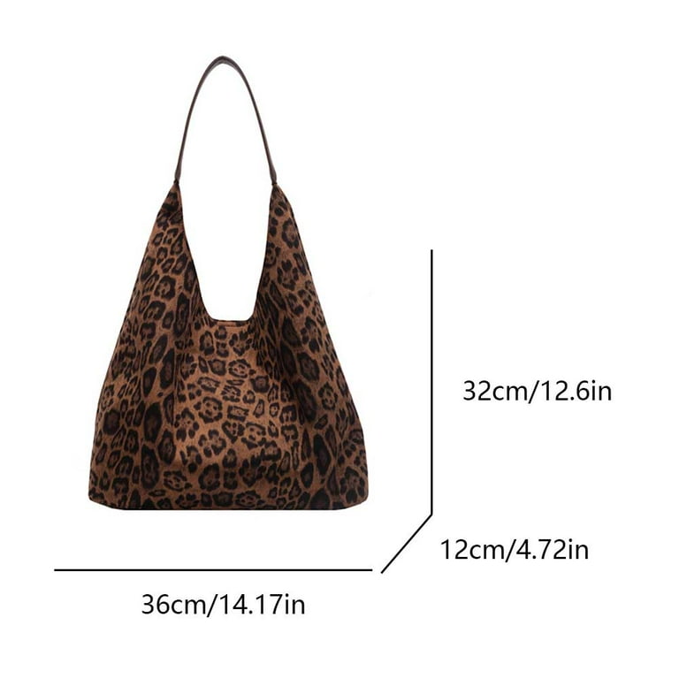 Women Suede Large Tote Bag Leopard Print Shoulder Bag Hobo