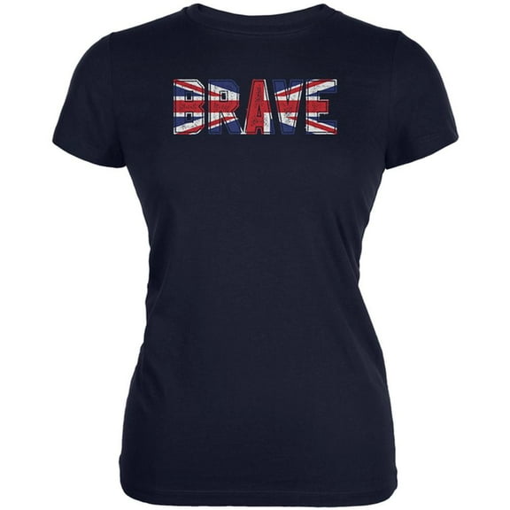 Guy Fawkes Day Brave Union Jack British Flag Juniors Soft T Shirt Navy MD