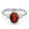 thumbnail image 3 of Gem Stone King 925 Silver and 10K Yellow Gold Red Garnet and White Zirconia Engagement Ring for Women | 2.63 Cttw | Oval 9X7MM | Gemstone January Birthstone | Size 8, 3 of 6