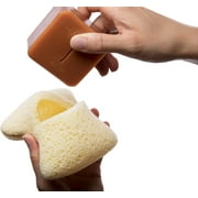 MartiniSPA Soft Body & Shower Sponge with Soap Pocket. Italian Made Exfoliating Sponge with Soap Saver Pouch with Hand Strap - 2 Units - Beige Color