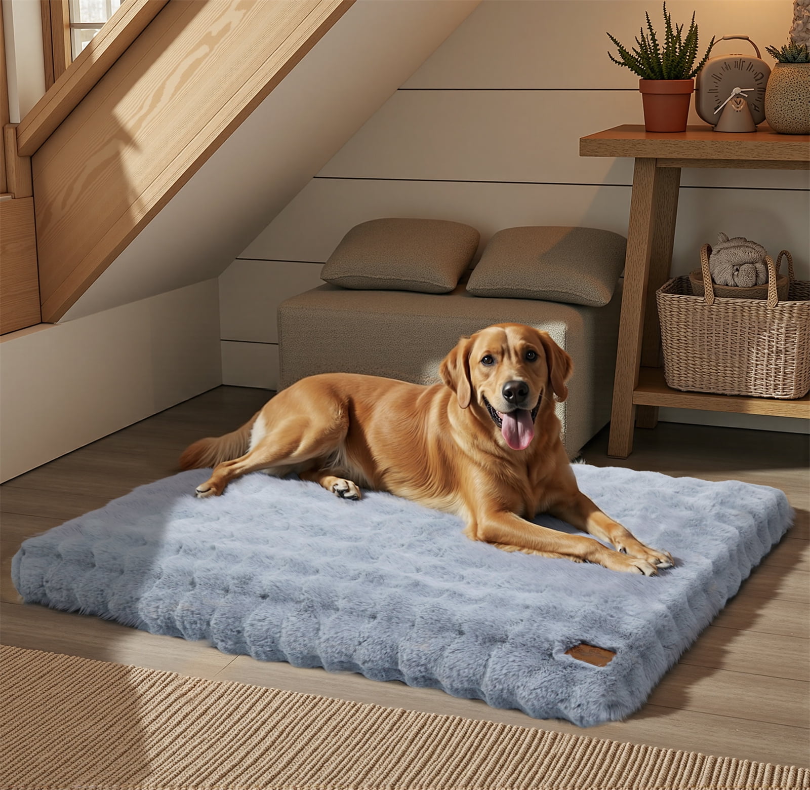 BingoPaw XXL Dog Bed Washable Calming Pet Crate Mattress with Removable Cover Waterproof