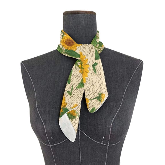 Square Scarf 24x24 Inch Retro-chic Sunflowers Silky Satin Sun Protection Neck Scarf for Women Multi-Purpose Head Wrap Bandana for Hair Bag Decoration