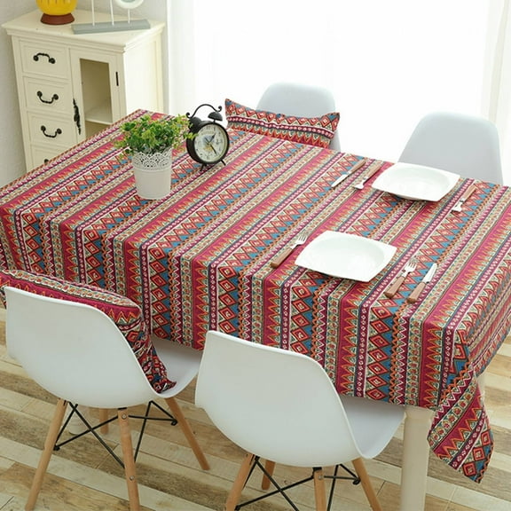 AUQ Wipeable Tablecloths,Sturdy and Durable Table Cloth,Convenient Storage Table Covers,Red