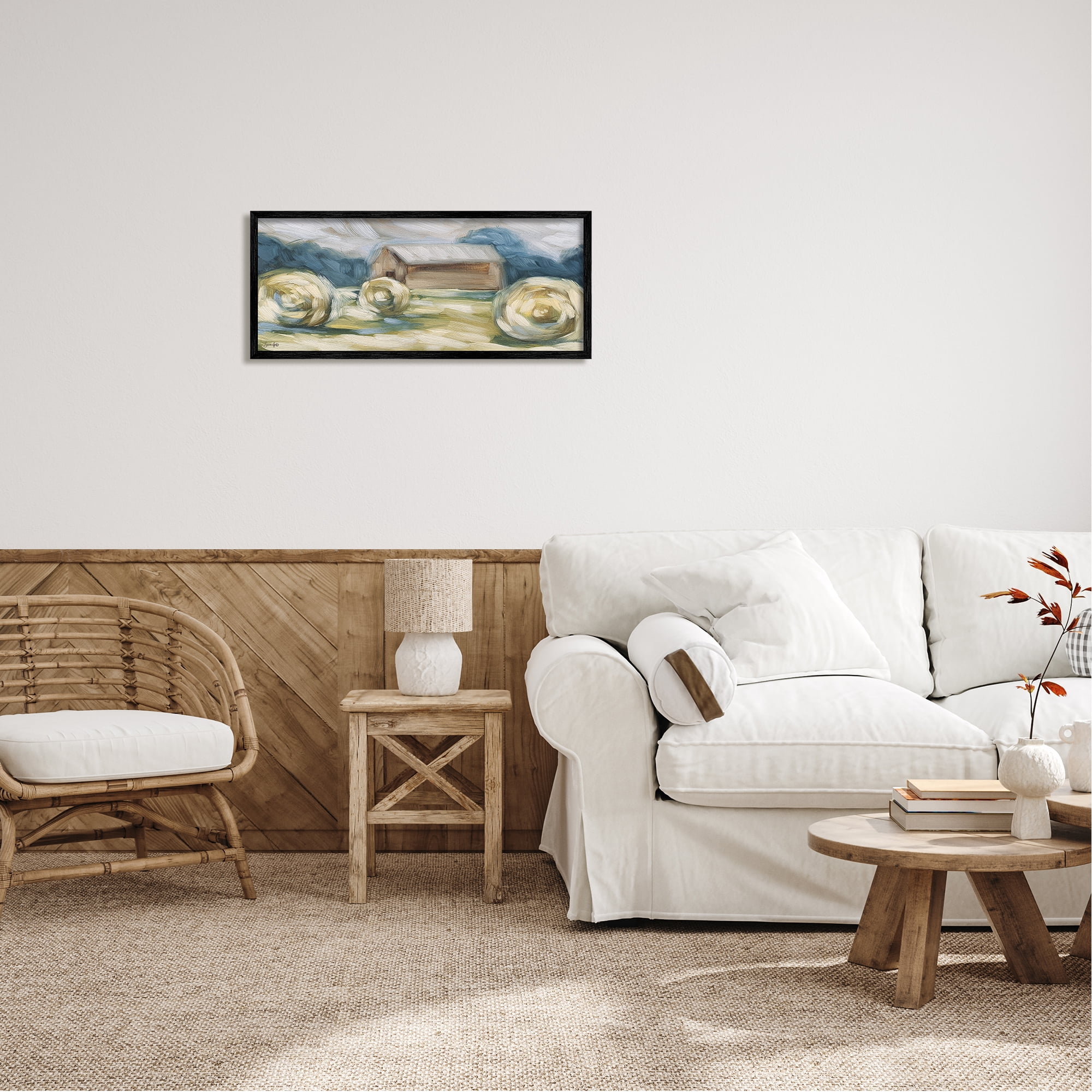 Stupell Abstract Country Hay Bales Landscape Painting Black Framed Art Print Wall Art