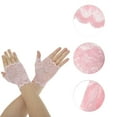 thumbnail image 2 of Unique Bargains 1 Pair Sunblock Fingerless Gloves Half Finger Thin Sun Block Driving Gloves for Women Pink, 2 of 5