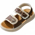 thumbnail image 3 of Xfvqtps Kids Girls Beach Sandals Bow Open Toe PVC Soft Sole Flats Hook and Loop Summer Shoes, 3 of 9