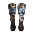 thumbnail image 6 of KLL Vintage Blue Floral Wolf Print Cool Socks Men's Women's Crew Socks Funny Crazy Novelty Stockings, 6 of 8