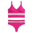 thumbnail image 4 of Gibobby Conjunto de lencería de encaje Ropa interior ahuecada, traje de mujer, pecho pequeño, , sin anillo de , sujetador, camisola deportiva de talla grande(Rosa caliente, XL), 4 of 5