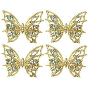 Tinsow 4 Pcs Nail Diamond Metal Nail Art Butterfly Jewelry Crystal Strass Moving Wings Butterfly Nail Diamond Stones Wedding Charms Accessories (Gold)
