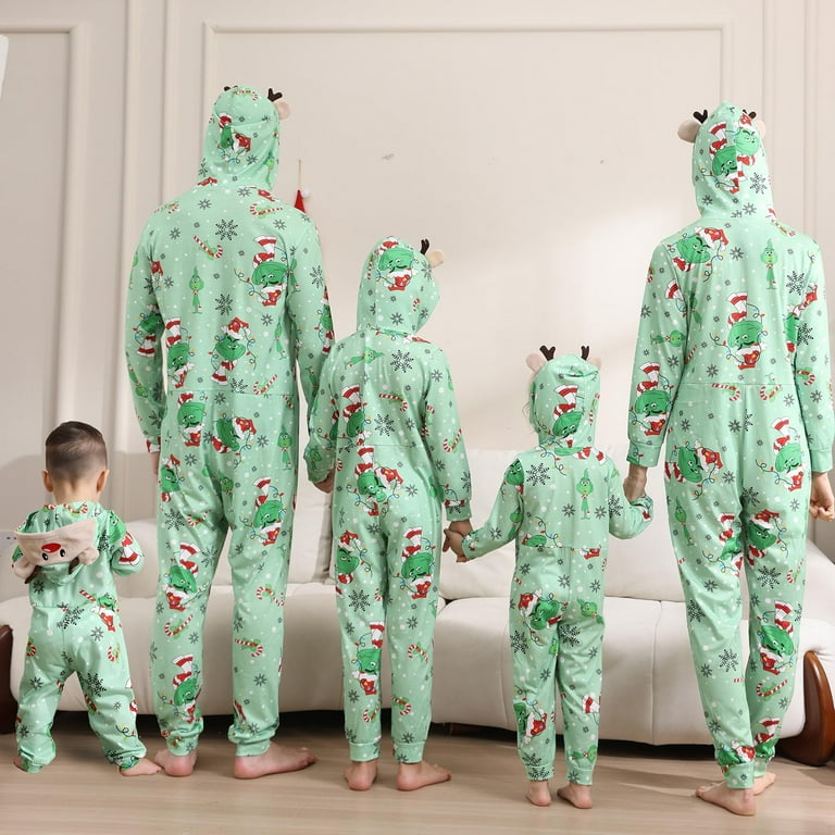 Bootesun Family Matching Christmas Pajamas Sets, Green Elf Onesies