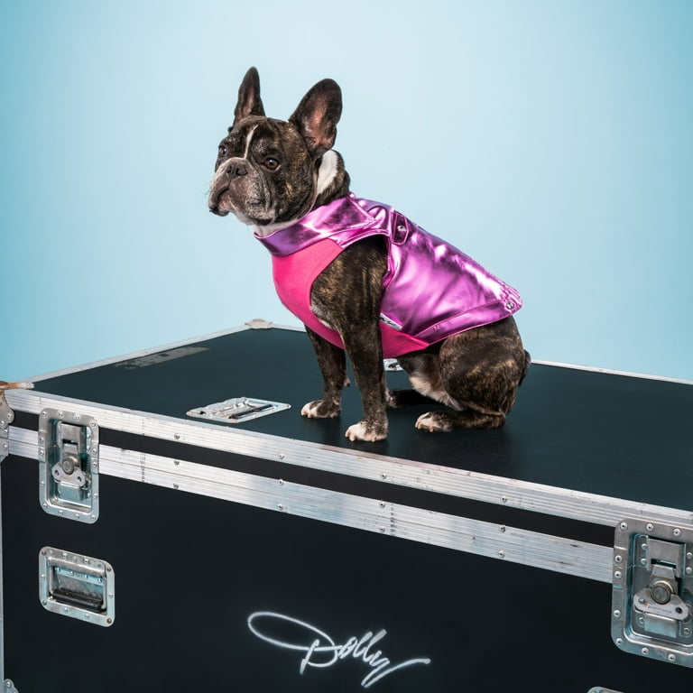 Doggy Parton, Dog Clothes, Satin Rhinestone Pet Jacket, Pink