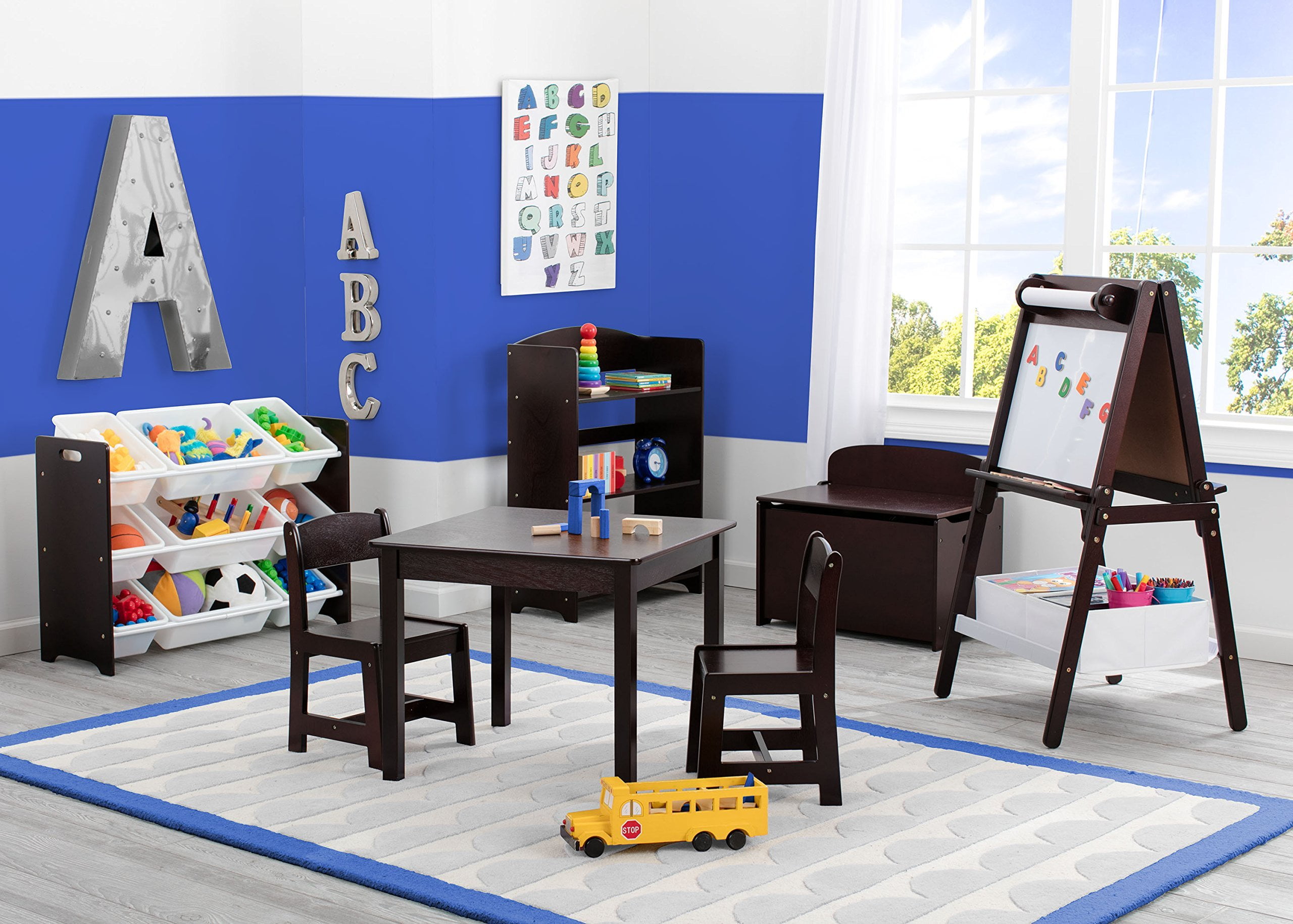 Delta Children Wooden Toy Box Chest Kids Bedroom Nursery Storage Bench, Brown