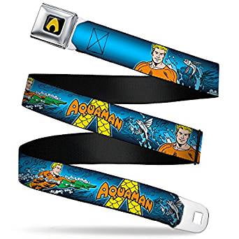 Seatbelt Belt - DC Comics - Aquaman V.4 Adj 24-38' Mesh New aqb-waq006