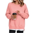 thumbnail image 4 of FAIWAD Crew Neck Sweatshirts Women Long Sleeve Side Slits Pullover Tops Loose Layered Sweatshirts, 4 of 7