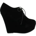 thumbnail image 2 of FOREVER TRENDY-97 Womens New Hot Fashion Sexy Round Toe Lace Up Stylish Booties, Black, 9, 2 of 4