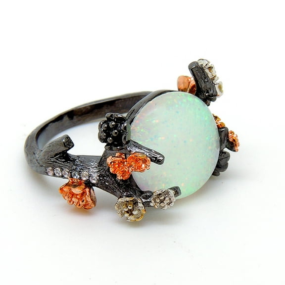 Henrietta Opal Ring for Women Promise Ring Elven Tree Branch Ginger Lyne