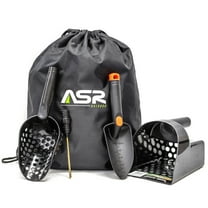 ASR Outdoor 5pc Black Metal Detecting Tools Kit with Drawstring Bag Coin Probe