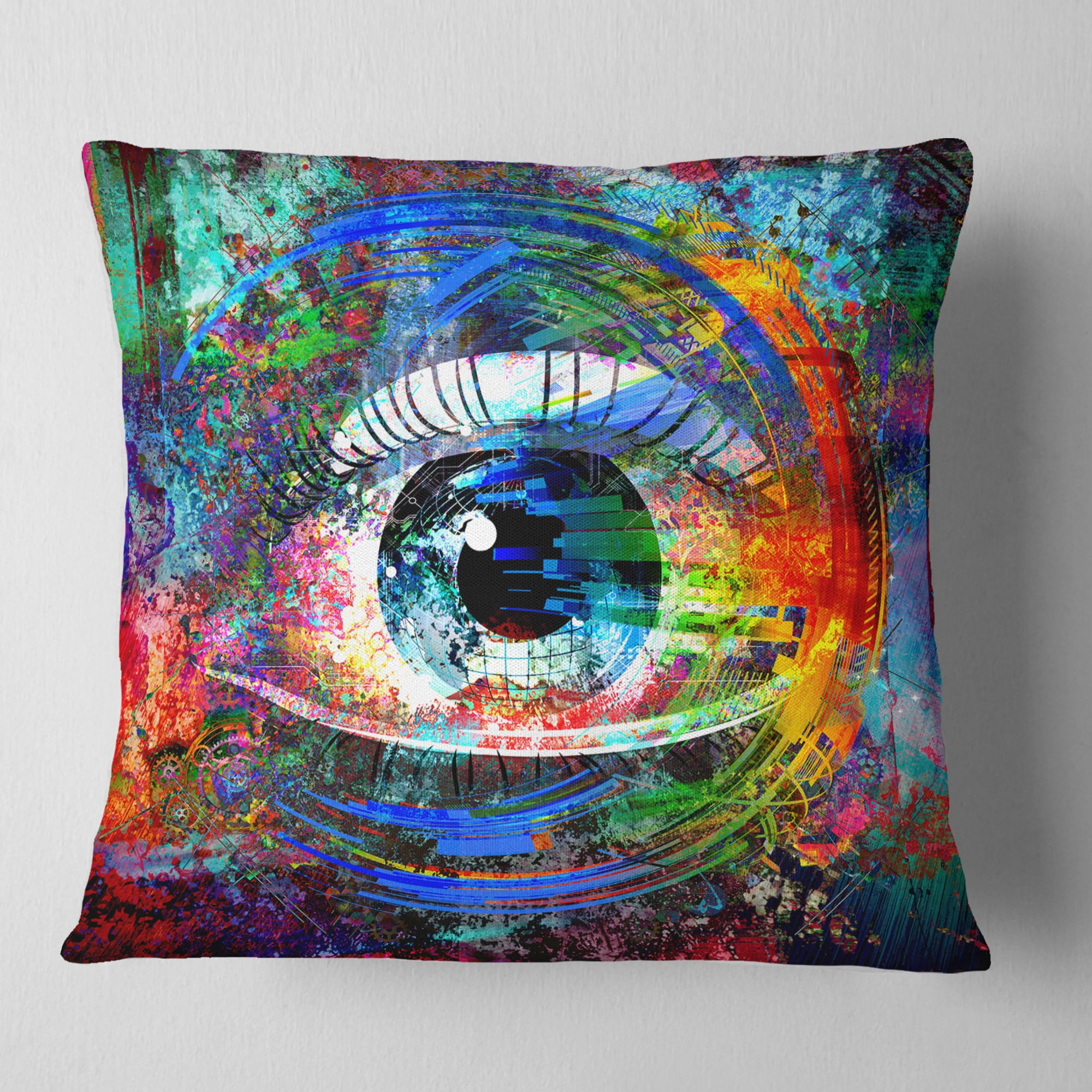 Designart Magic Eye over Abstract Design - Abstract Throw Pillow - 16x16