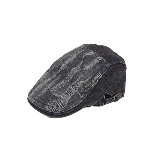 Wuxian Mens Newsboy Hat Beret Leather Solid Color Distressed Adjustable Driving Fishing Fashion Flat Hats Classic Vintage Trendy Casual Comfortable Stylish Outdoor Gatsby Cabbie Caps,Black,One Size
