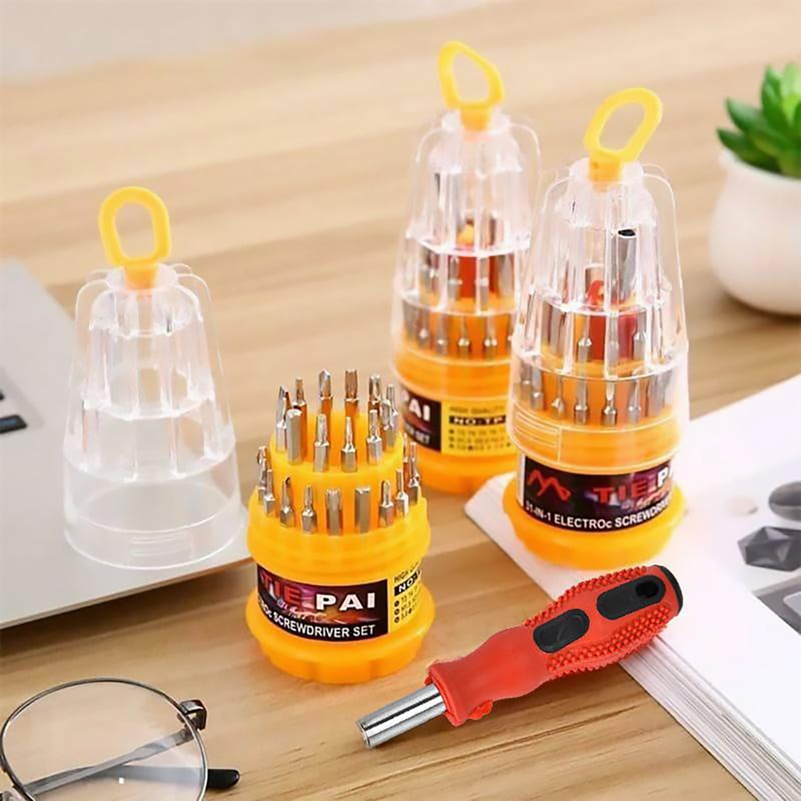 HCBY 5 Screwdriver Set, 31-in-1 Multifunctional Tool Kit, 30 Magnetic Precision Bits with Non Slip Handle, Perfect for Phone Computer Eyeglasses Electronics Repair