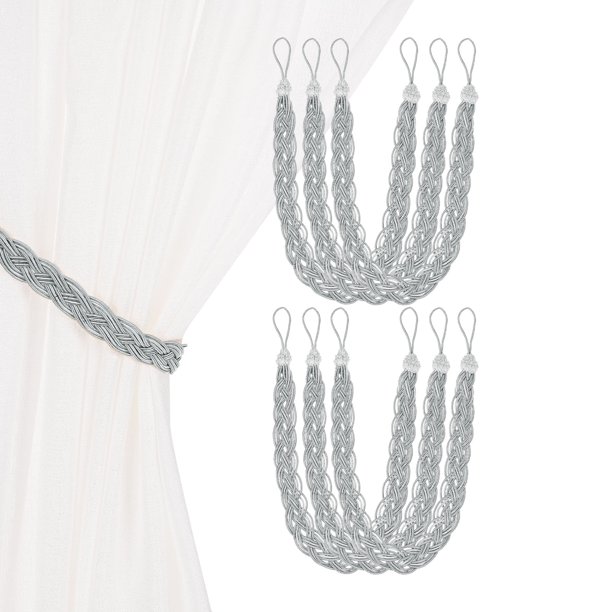 Uxcell 6-Set Sujetadores de Cortina con Ganchos Metálicos para Decoración de Ventanas del Hogar