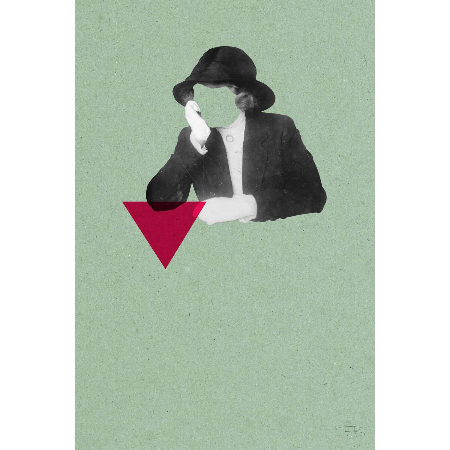 Marmont Hill "No Face Verde Triangulos" by Bengoa Vazquez Painting Print on Wrapped Canvas