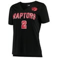 thumbnail image 2 of Women's 5th & Ocean by New Era Kawhi Leonard Black Toronto Raptors Name & Number V-Neck T-Shirt, 2 of 3