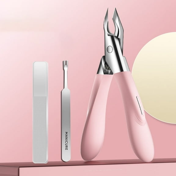 DUAIU Toenail Clippers Set for Ingrown Nails - Professional Thick Nail Clipper Kit with Cuticle Nipper, Pusher & Nail File, Pedicure Tools for Men Women & Seniors, Easy-Grip (Pink)