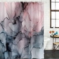 thumbnail image 2 of Pink Teal Marble Bathroom Shower Curtains with 12 Hooks Polyester Waterproof Shower Curtain for Stalls and Bathtubs Modern Abstract Art Decorative Bathroom Privacy Curtain 36x72 Inches, 2 of 9