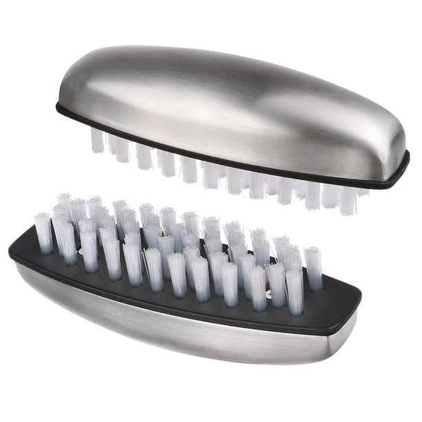 2 cepillos de uñas para limpieza, limpiador de uñas de acero inoxidable, cepillos de limpieza y fregado de dedos de los pies