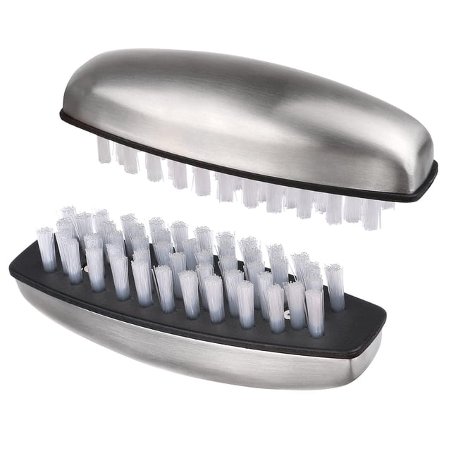 2 cepillos de uñas para limpieza, limpiador de uñas de acero inoxidable, cepillos de limpieza y fregado de dedos de los pies