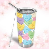 neluu Valentine''s Day Tumbler with Lid and Straw Conversation Heart Stainless Steel Cup Colorful Love Heart Tumbler Cup for Wedding Birthday Decor Supplies