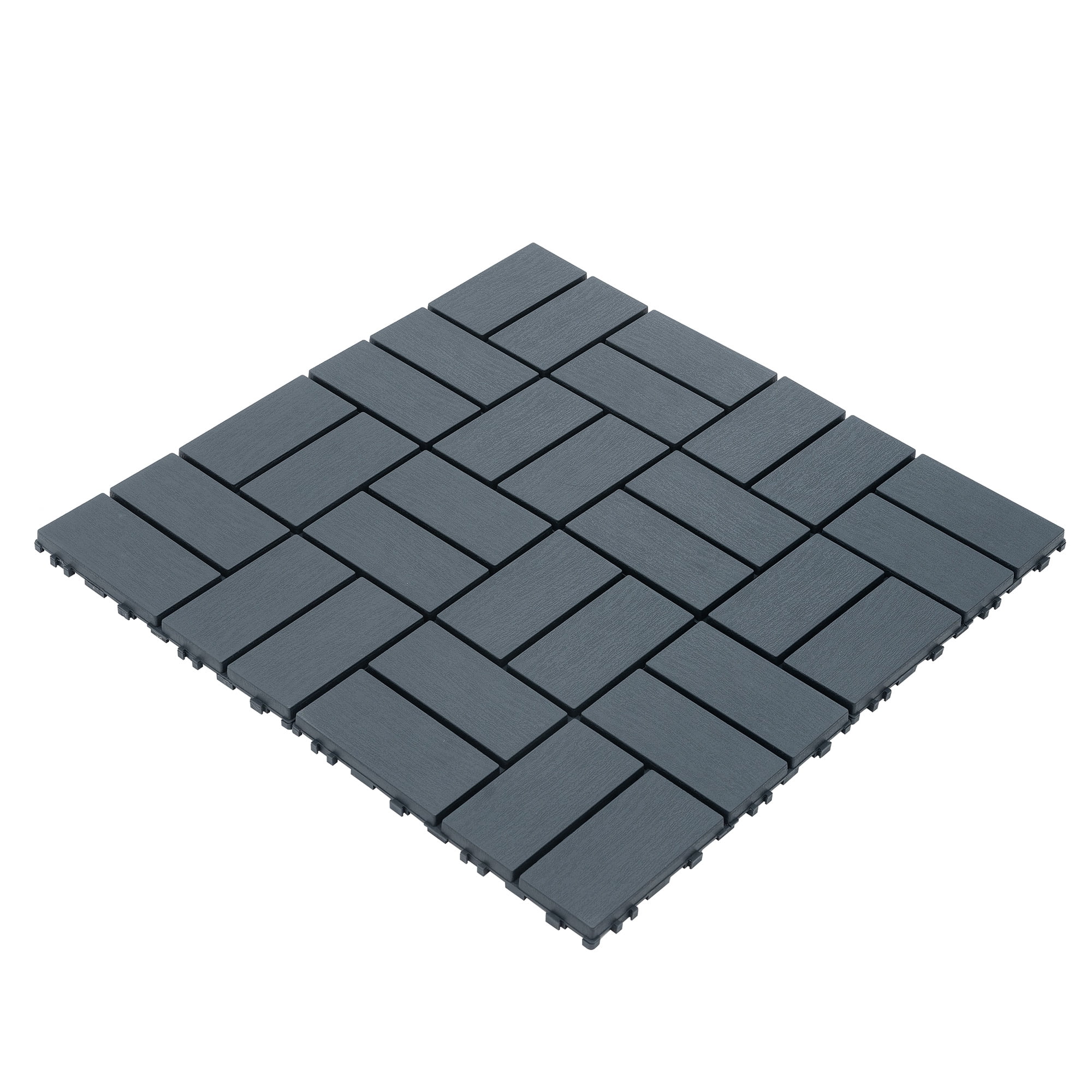 Alvantor Interlocking Deck Tiles 44 Pack, 12"x12"Plastic Waterproof Flooring Tiles for Outdoor & Indoor, Dark Gray