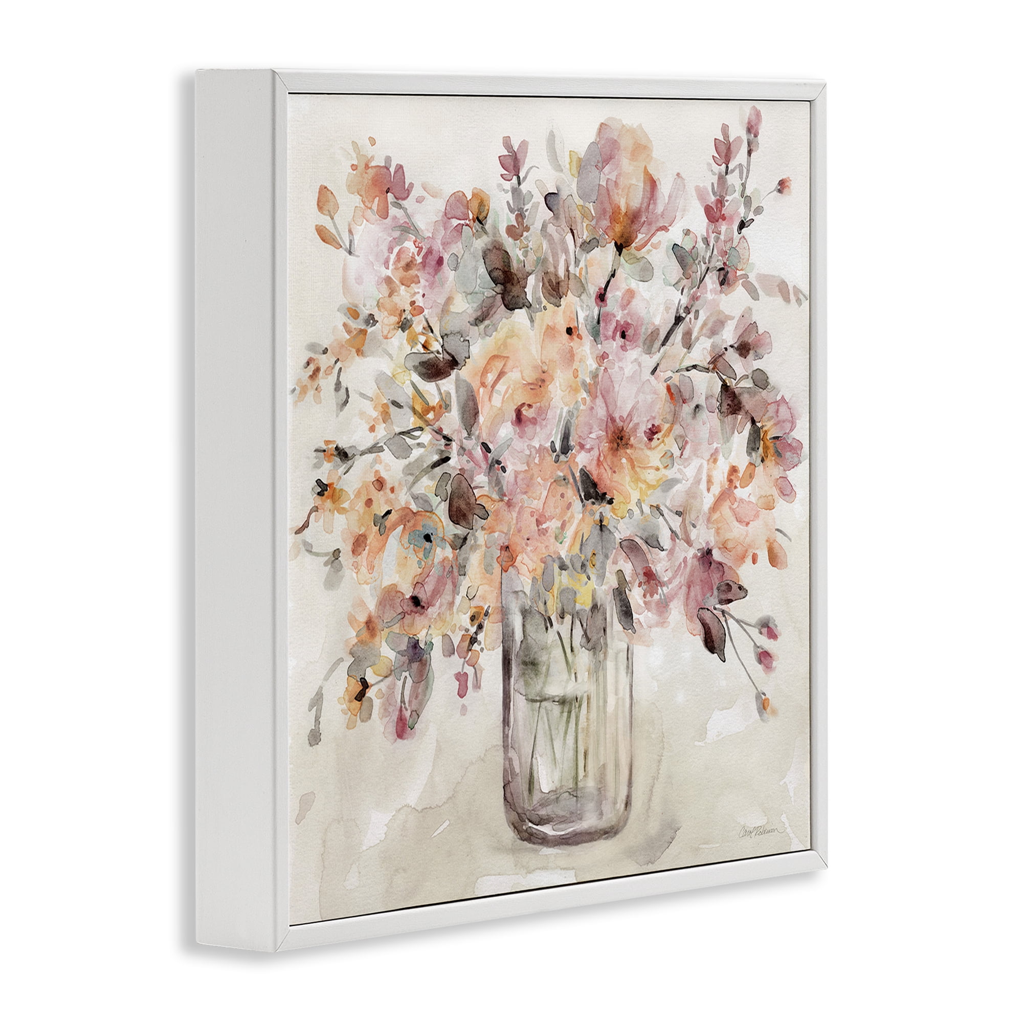Stupell Industries Fluid Petals Watercolor Bouquet White Framed Giclee Art, design by Carol Robinson
