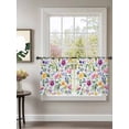 thumbnail image 2 of Sheer Curtains 45 Inch Length 2 Panels Set for Kitchen, Watercolor Floral Semi Sheer Curtains for Windows, Purple Flower Leaf Spring Summer Voile Window Treatments Rod Pocket Curtain, 2 of 7