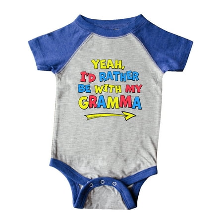 

Inktastic Yeah I d Rather be with My Gramma in Red Yellow and Blue Gift Baby Boy or Baby Girl Bodysuit