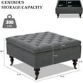 thumbnail image 2 of Square Storage Ottoman Coffee Table Tufted Upholstered Large Ottoman with Storage and Rolling Wheels Oversized Footrest Ottomans for Living Room, Dark Grey Linen, 2 of 14