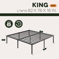 thumbnail image 3 of Einfach King Bed Frame, Metal Platform Bed with 16.6" Under-bed Storage Space, Heavy Duty, No Box Spring Needed, Black, 3 of 8