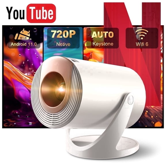 Aimeisen Q310 Portable LED Projector, Native 1080P 4K Decoding, WiFi Bluetooth, White Home Theater Projector