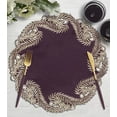 thumbnail image 7 of Gold Lace Plum Doilies Set of 4 - Round Placemats European Embroidery for Fall Autumn Thanksgiving Season Dining Table Home Decor Wedding - 15 inches - The Anyce Collection, 7 of 7