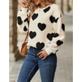 thumbnail image 3 of Sweaters for Women Valentine's Day Heart Printed Pullover Sweaters Warm Fuzzy Crewneck Sweaters Shermie, 3 of 5