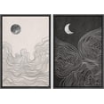 thumbnail image 3 of PixonSign Framed Wall Art Set Duotone Sun Moon Abstract Landscape Canvas Prints Nature Wilderness Modern Art Decorative Chic Minimal Neon for Living Room, Bedroom, Office - 16"x24"x2 Black, 3 of 5