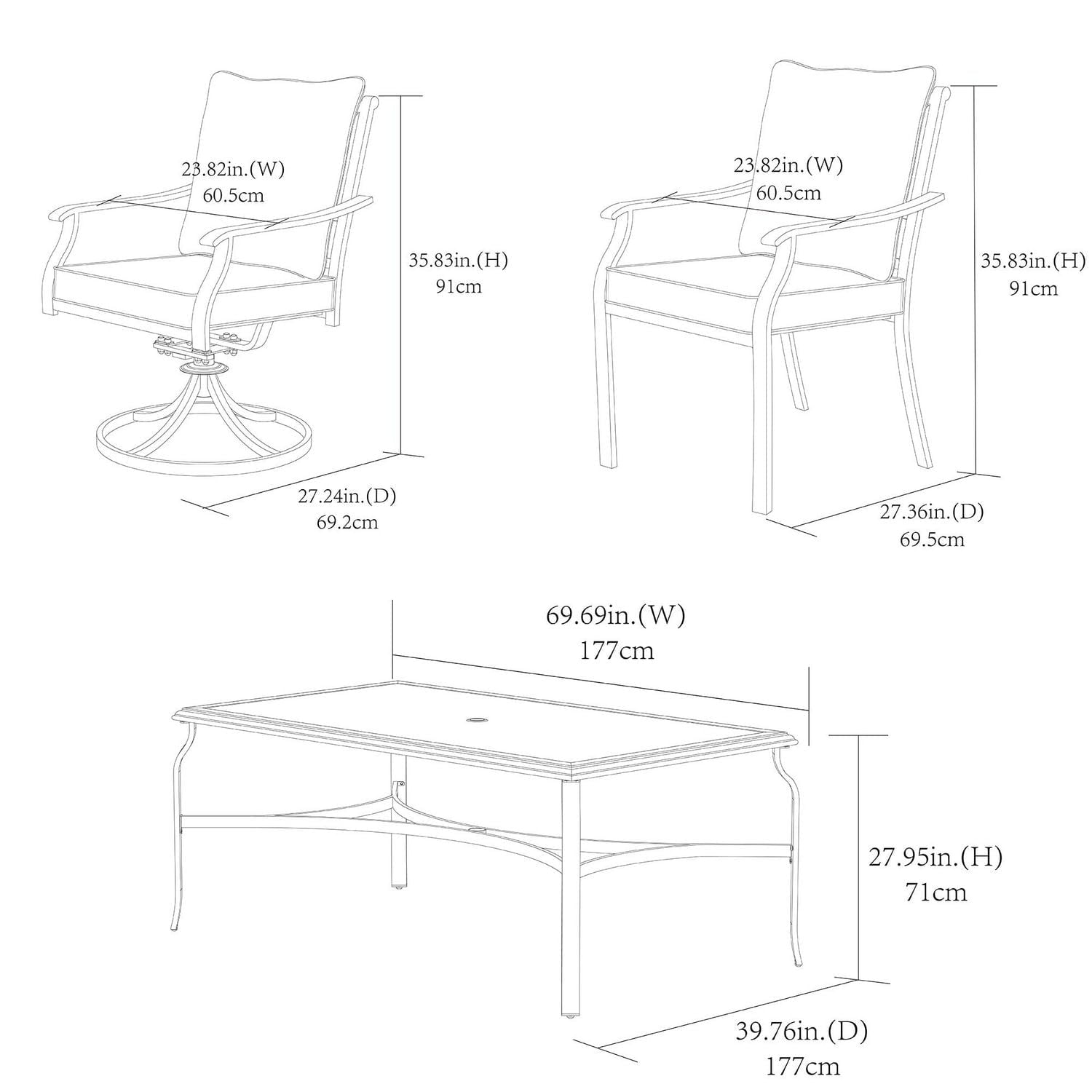 HOMETRENDS Newport 7-Piece Steel Outdoor Patio Dining Set with Cushions, Beige