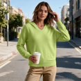 thumbnail image 5 of Szhihuiw Women's Lightweight Sweaters Fall Fashion Solid Color Long Sleeve Knit Hooded Sweater Business Casual Tops for Women, 5 of 9