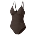 thumbnail image 4 of JIAYUE Women's One-Piece Swimsuit Solid Color Sexy Adjustable Spaghetti Strap Bathing Suit V Neck Female Cozy Swimwear, 4 of 4