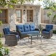 thumbnail image 3 of Bellefurn 5 Pieces Patio Furniture Sets with Outdoor Swivel Rocker Chairs Rattan 3-Seater Sofa and Coffee Table,Outdoor Conversation Set for Porch Deck Backyard Poolside, 3 of 11