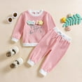 thumbnail image 2 of Xyant Toddler Clothes for Girls Baby 3D Flower Fall Winter Outfits Stripes Sweatshirt Pullover Cute Pants Set Baby Girls' Clothing (Pink,2-3 Years), 2 of 7
