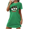 thumbnail image 5 of Sakmal Cute House Dress for Women Christmas Sleep Dress Santa Claus Print Short Sleeve Green Nightgowns, 5 of 5