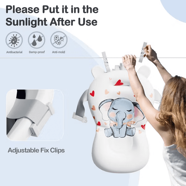 Tumajup Foldable Baby ‎Bathtub Elephant PP+TPE with Soft Cushion&Thermometer for 0-36 Months Toddler Gray