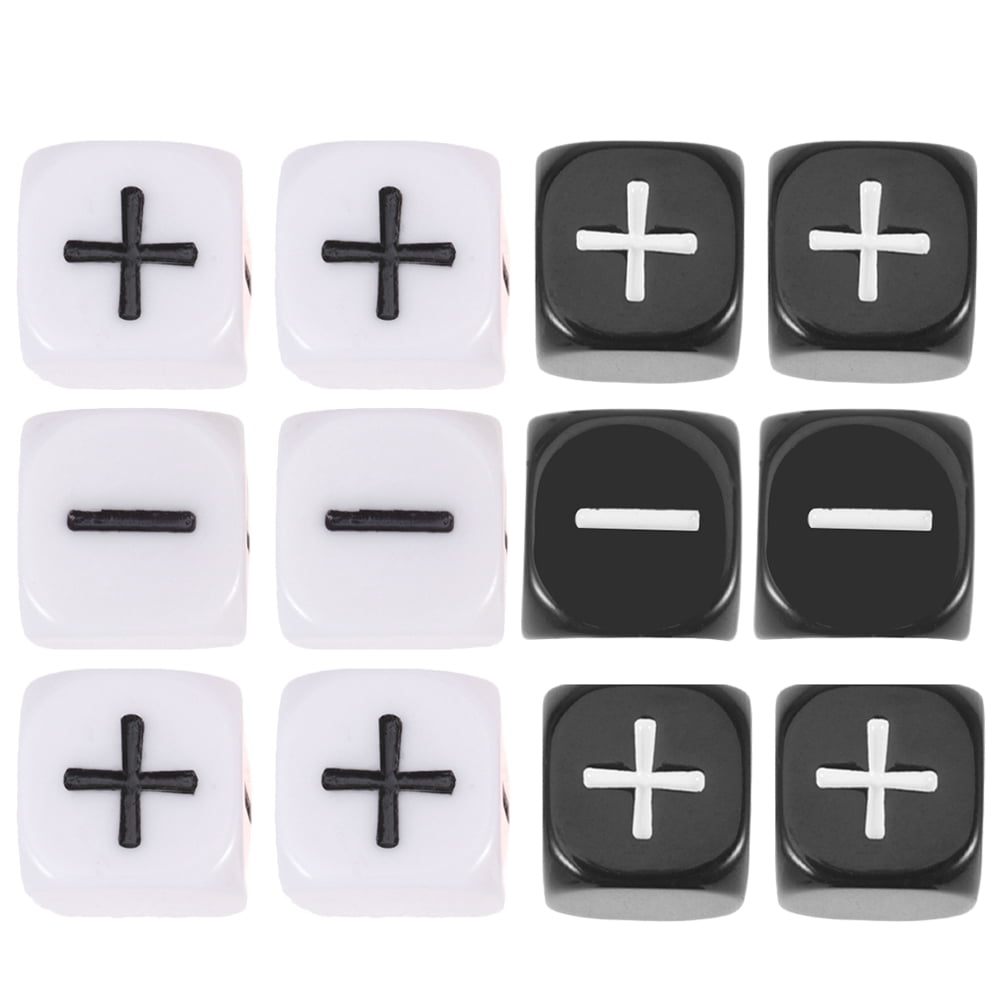 TOYANDONA Dés 6 Faces 1.60 Cm Noir Et Blanc Signes Plus Et Moins Dés De Comptage Accessoires Mathématiques pour Jeux De Société Jeux De Table Fêtes Et Activités Enfants Lot De 6